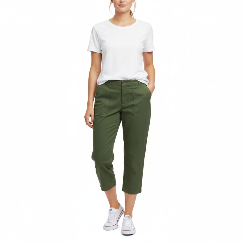 Lands' End Green Plus Size High-Rise Straight Leg Chino Pants 24W